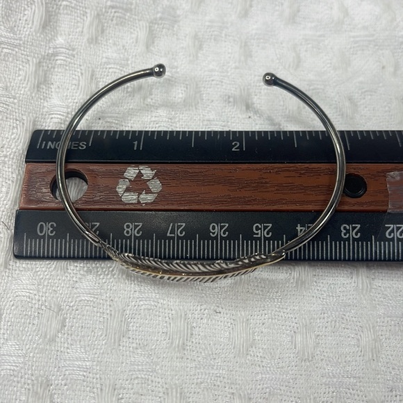 Collectible Rustic cuff bracelet bangle Feather sterling silver 925 tm vintage - Picture 7 of 8